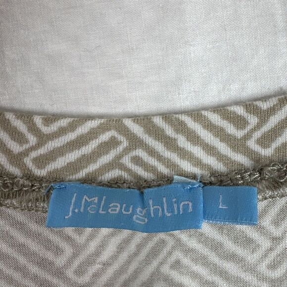 J. McLaughlin Jana Womens Top Large Beige Long Sleeve Geometric Knit Crew Neck‎ - Picture 6 of 10